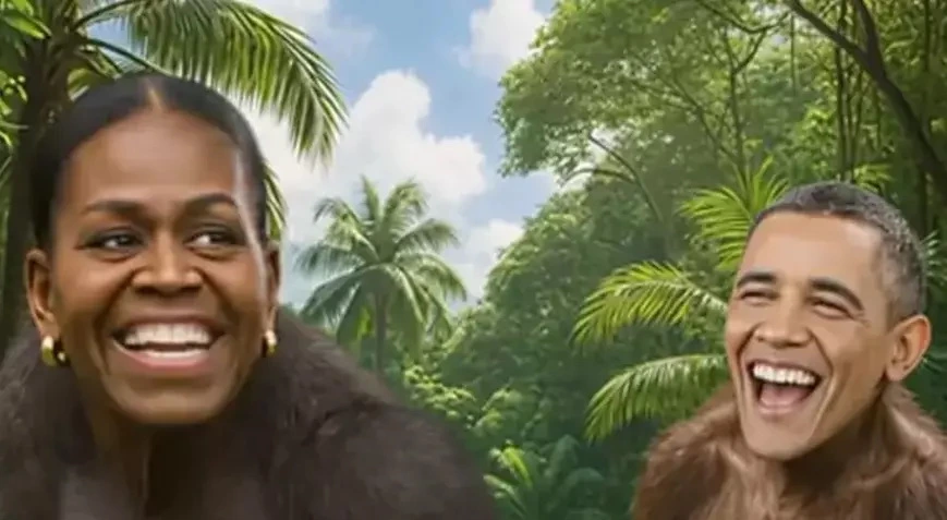 Trampdan qalmaqallı paylaşım: Obama cütlüyünü “meymun”a bənzətdi