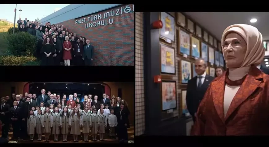 Əminə Ərdoğan musiqi məktəbinə səfəri ilə bağlı paylaşım edib