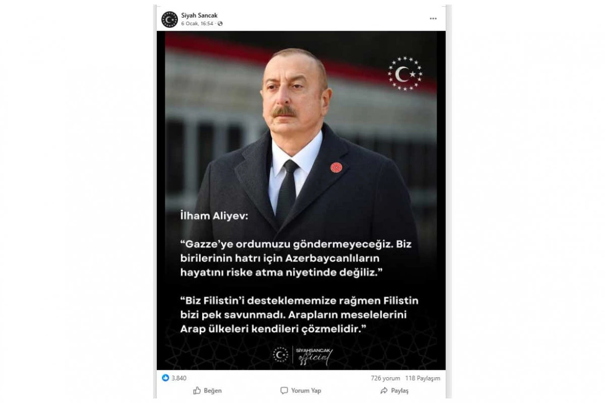 Türkiyə cəmiyyəti İlham Əliyevin Qəzza ilə bağlı mövqeyi təqdir edir