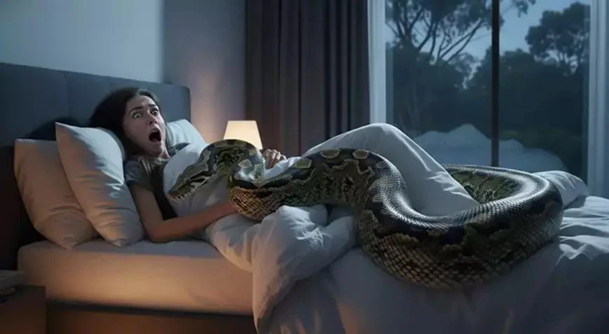 Yuxu deyil, gerçək: Qadın 2,5 metrlik pitonla oyandı