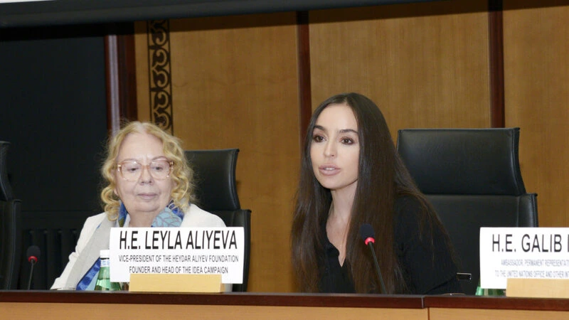 Leyla Əliyeva Cenevrədə Xəzər dənizinin problemlərindən danışıb