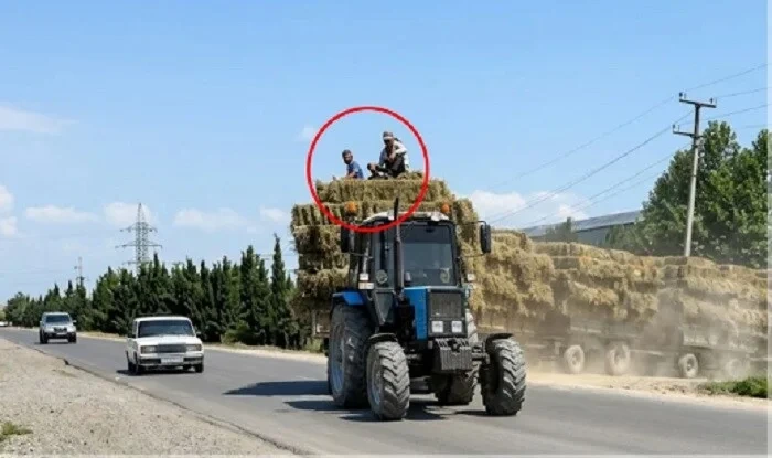 Traktora səkkiz qoşqu qoşan şəxs barədə tədbir görüldü