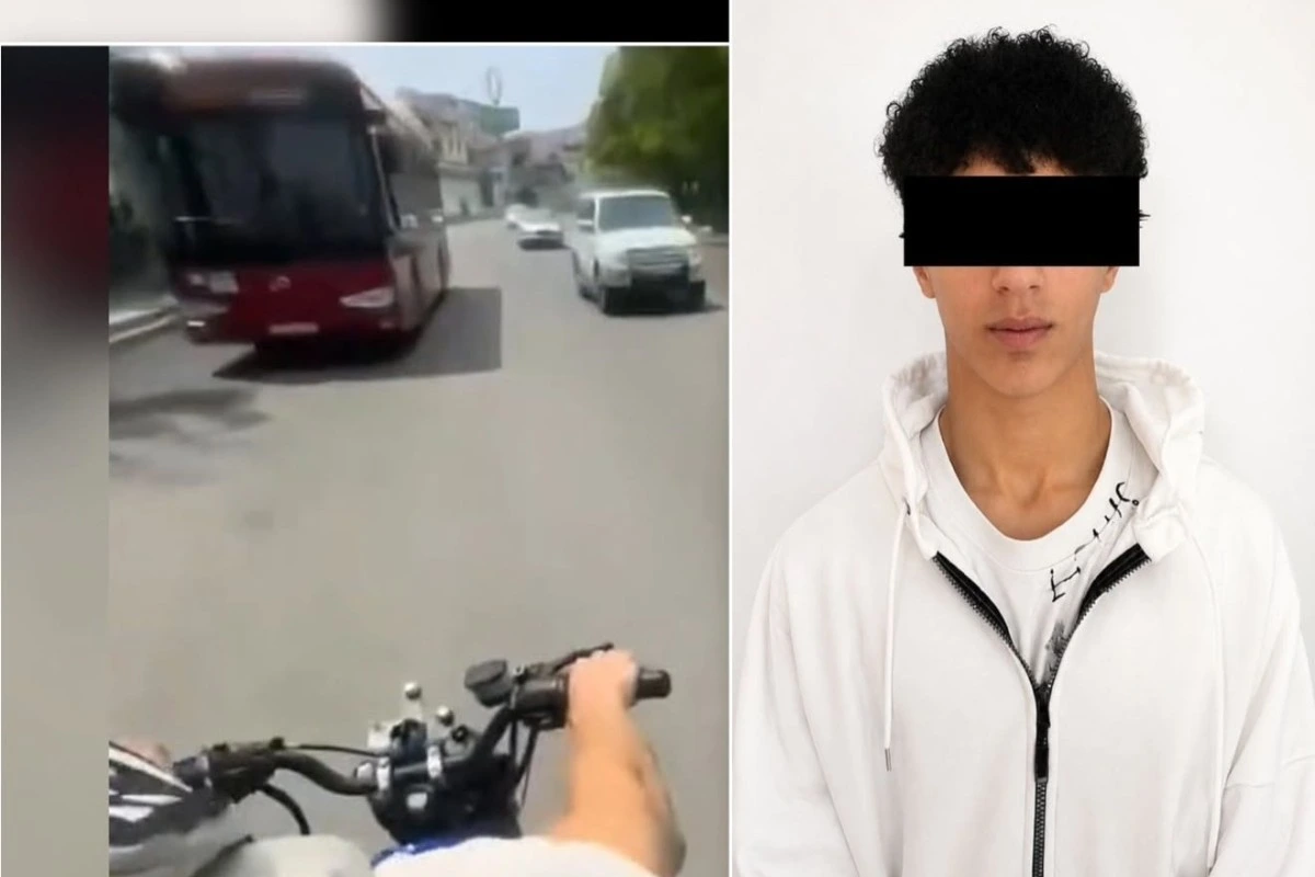 Təhlükəli motosiklet sürücüsünü polis saxlayıb
