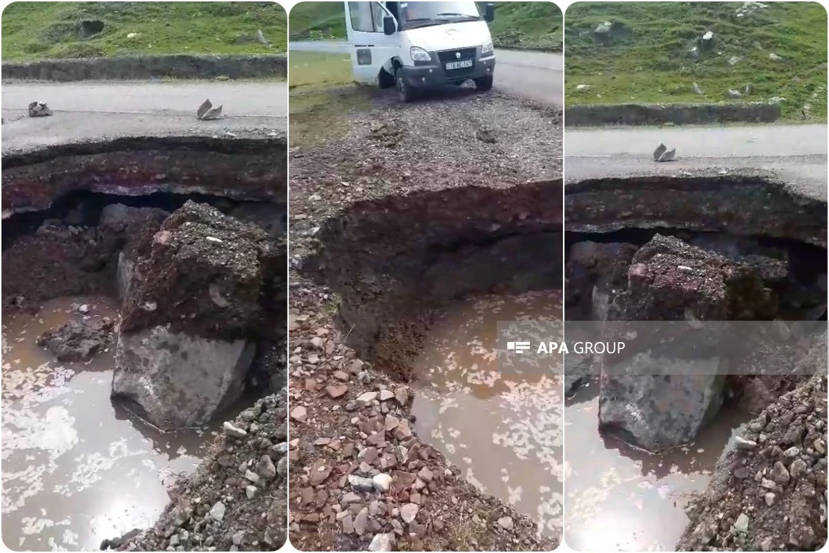 Daşkəsəndə sel suları yol çökməsinə səbəb olub