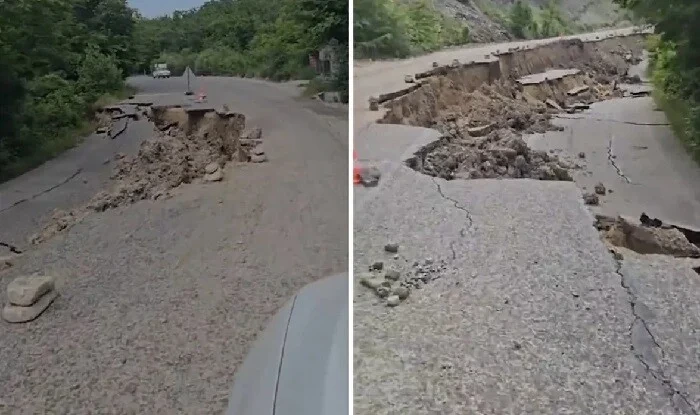 Xızı-Altıağac yolu çökdü