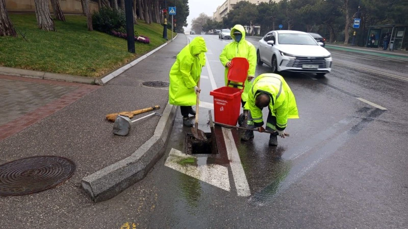 Kommunal xidmətlər səfərbər oldu: Yağışın fəsadları aradan qaldırılır - FOTO