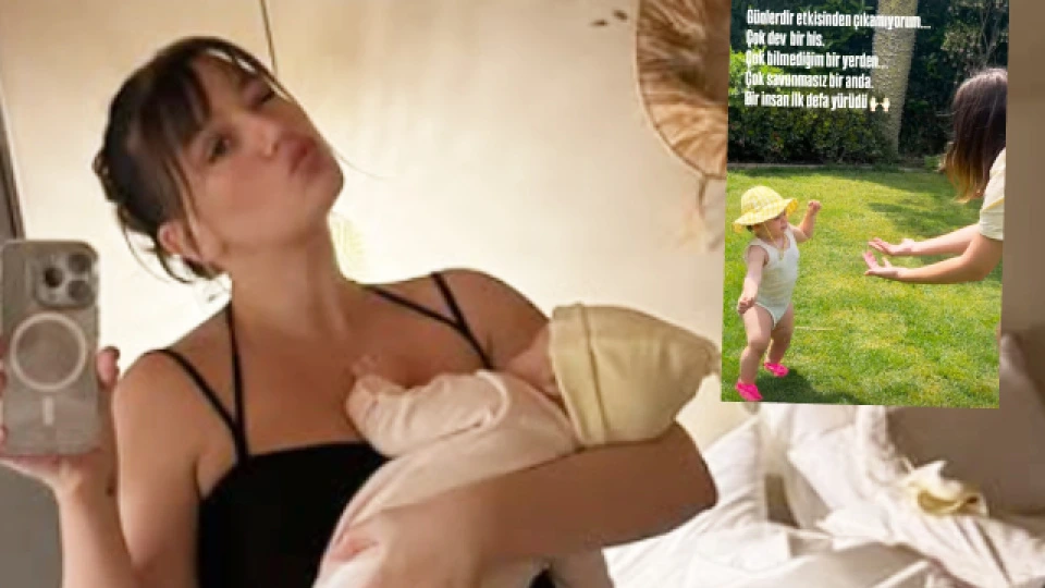 Gizem Karaca qızının ilk addımlarını paylaşdı