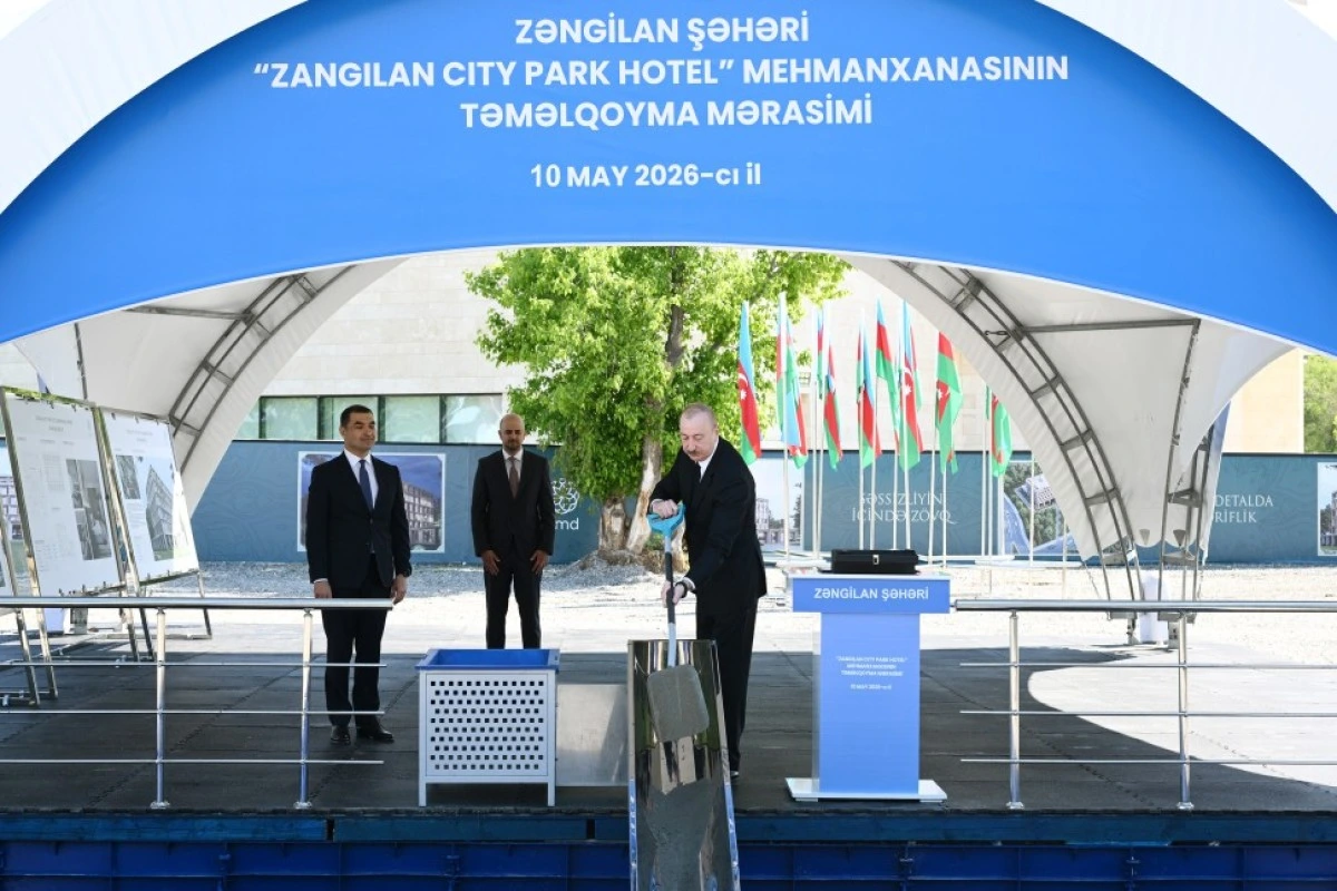 İlham Əliyv Zəngilanda “Zangilan City Park Hotel”in təməlini qoyub