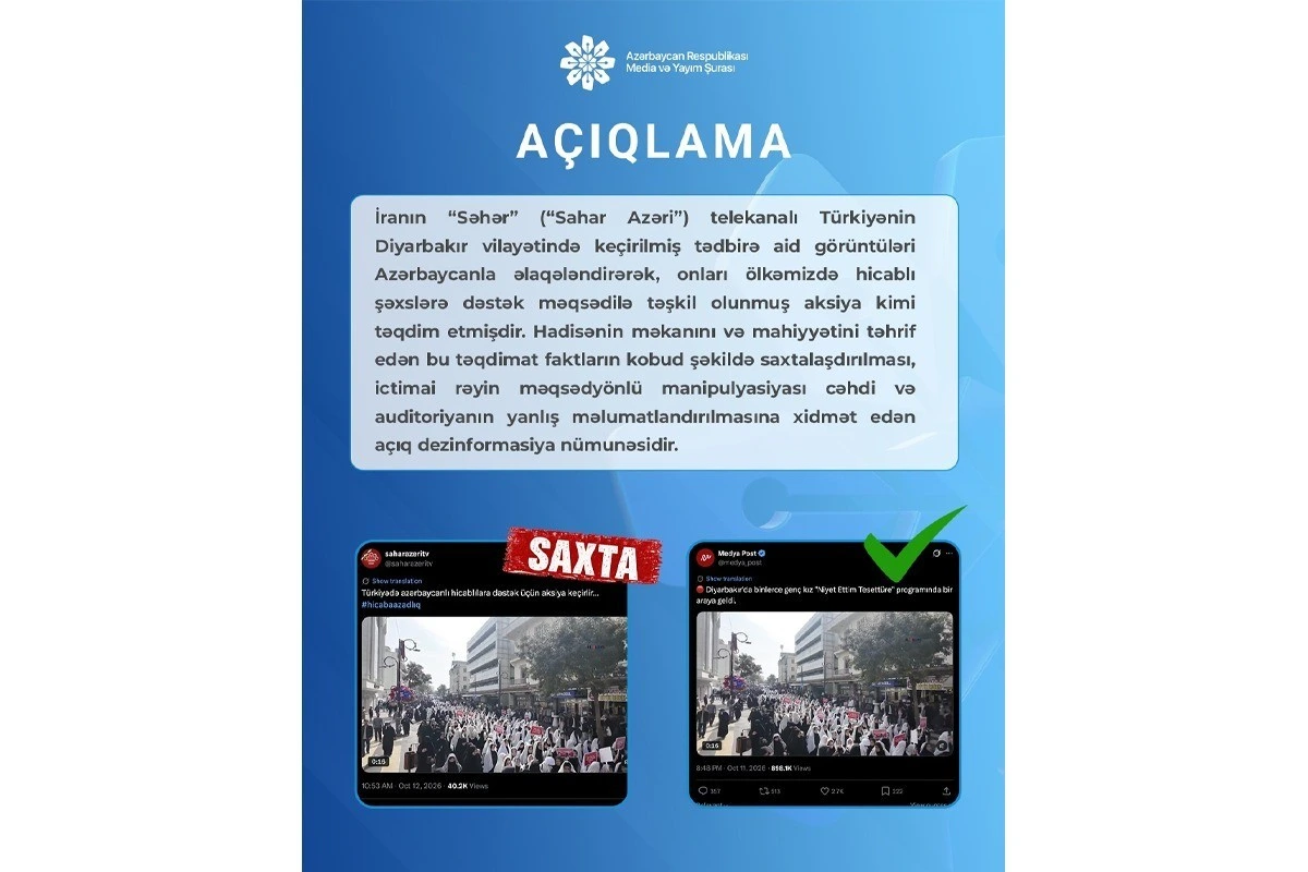 İran telekanalının Azərbaycana qarşı informasiya hücumu ifşa olundu