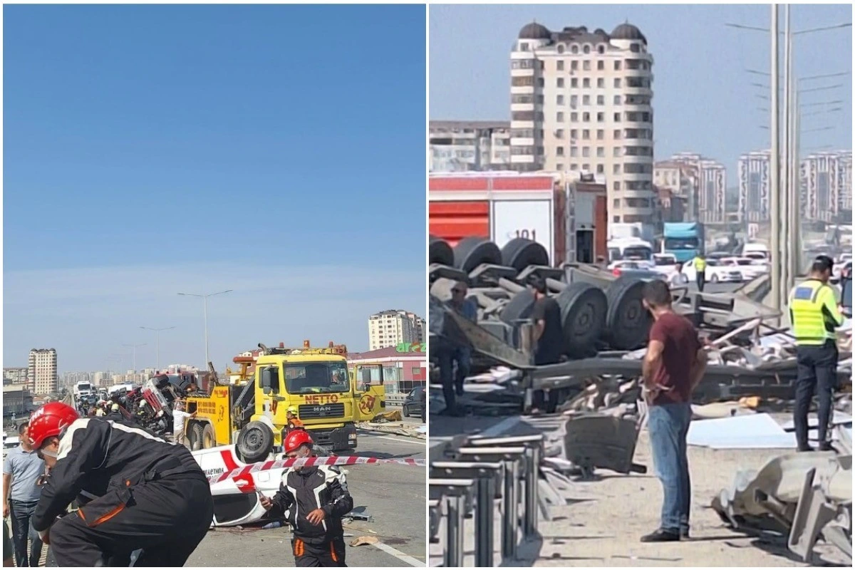 Bakı–Quba yolunda yük maşını avtomobilin üstünə aşıb, ölən və xəsarət alan var - YENİLƏNİB-1