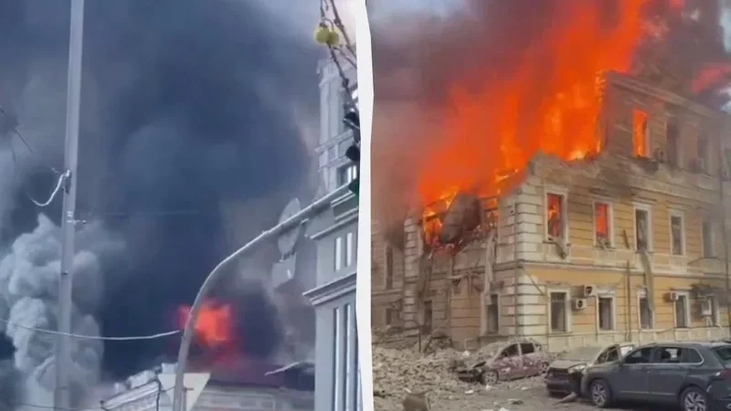 Ukraynanın Milli Elmlər Akademiyasının binası reaktiv dronla vuruldu