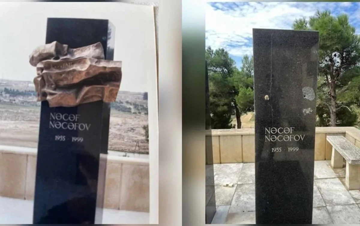Mərhum jurnalist Nəcəf Nəcəfovun məzarındakı barelyefi oğurlayan şəxs tutulub